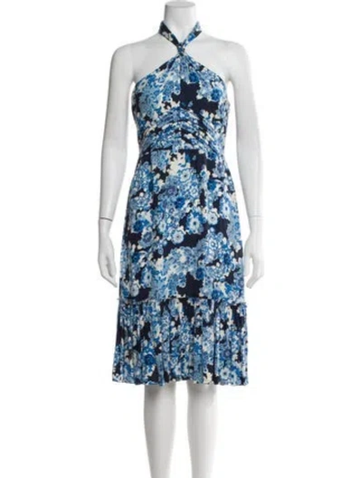 Pre-owned Tory Burch Silk Knee-length Dress In Blue