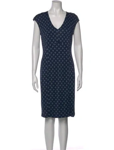 Pre-owned Tory Burch Silk Knee-length Dress In Blue
