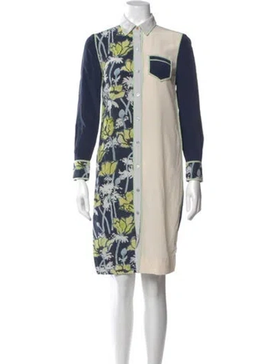 Pre-owned Tory Burch Silk Knee-length Dress In Blue