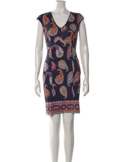 Pre-owned Tory Burch Silk Knee-length Dress In Blue