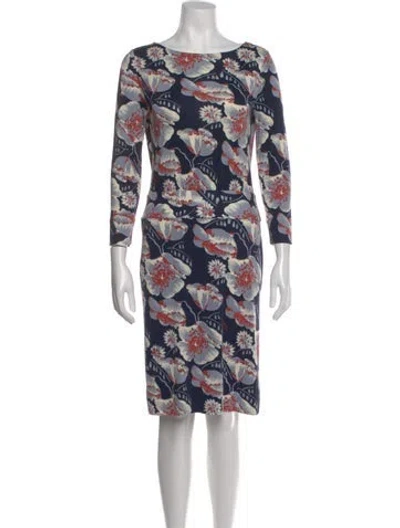 Pre-owned Tory Burch Silk Knee-length Dress In Blue