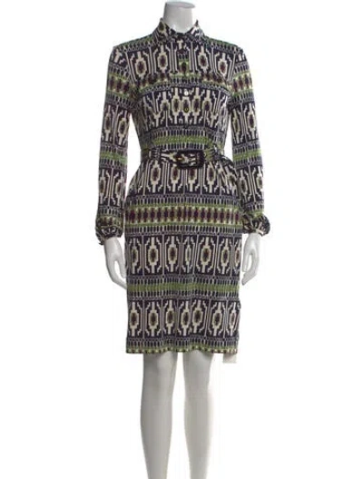 Pre-owned Tory Burch Silk Knee-length Dress In Blue