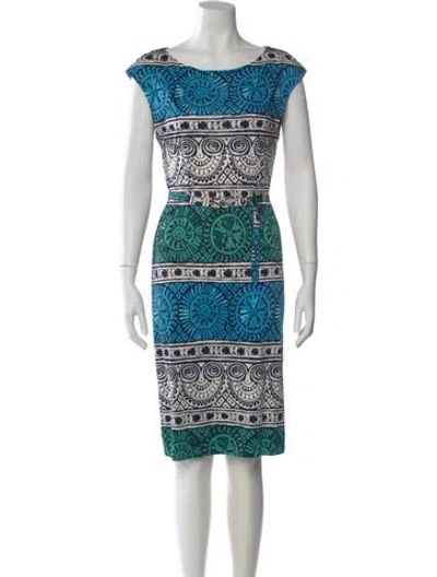Pre-owned Tory Burch Silk Knee-length Dress In Blue