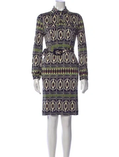 Pre-owned Tory Burch Silk Knee-length Dress In Blue