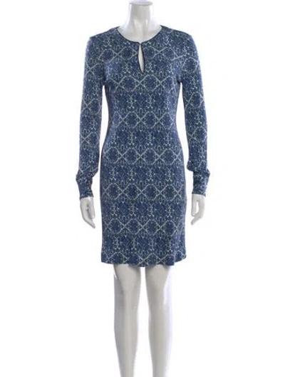Pre-owned Tory Burch Silk Knee-length Dress In Blue