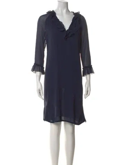 Pre-owned Tory Burch Silk Knee-length Dress In Blue