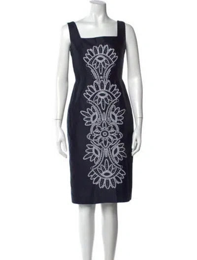 Pre-owned Tory Burch Silk Knee-length Dress In Blue