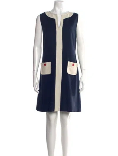 Pre-owned Tory Burch Silk Knee-length Dress In Blue