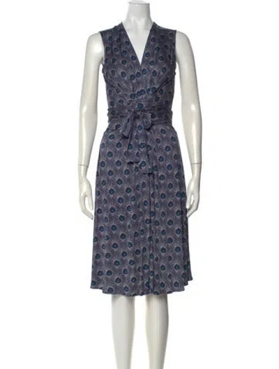 Pre-owned Tory Burch Silk Knee-length Dress In Blue