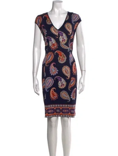 Pre-owned Tory Burch Silk Knee-length Dress In Blue