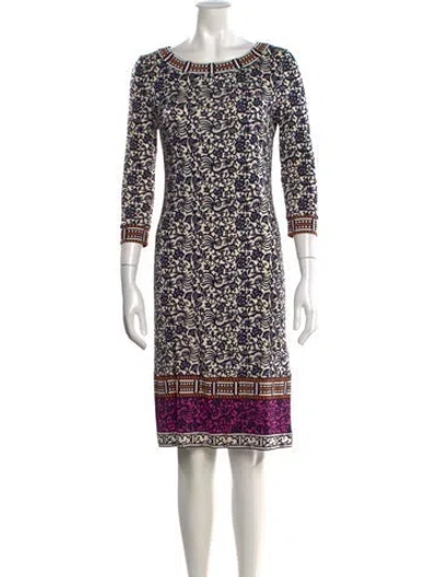 Pre-owned Tory Burch Silk Knee-length Dress In Blue