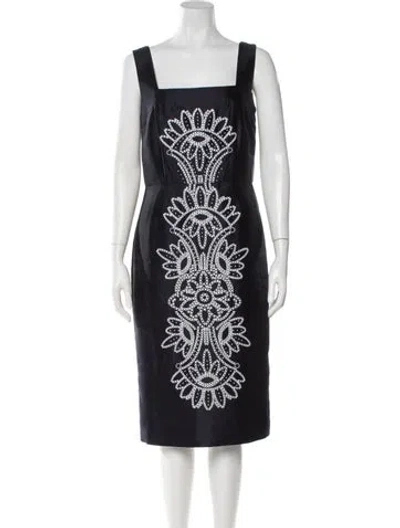 Pre-owned Tory Burch Silk Knee-length Dress In Blue