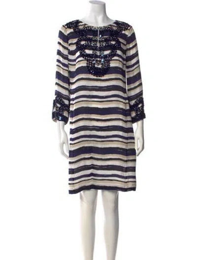 Pre-owned Tory Burch Silk Knee-length Dress In Blue