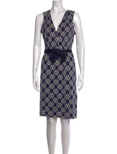 Pre-owned Tory Burch Silk Knee-length Dress In Blue