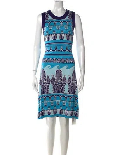 Pre-owned Tory Burch Silk Knee-length Dress In Blue