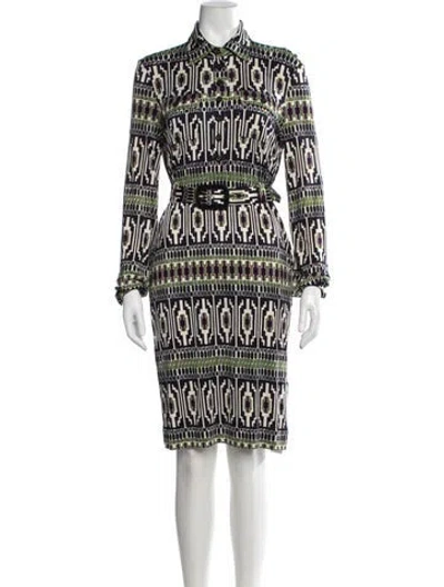 Pre-owned Tory Burch Silk Knee-length Dress In Blue