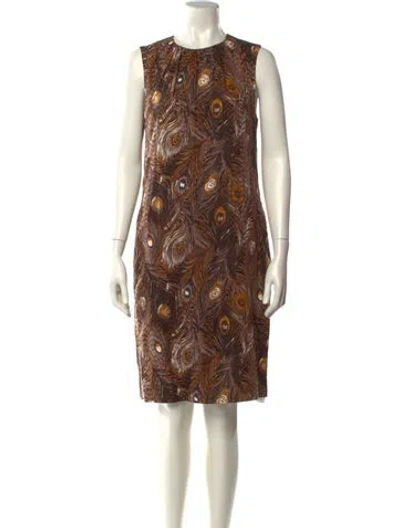 Pre-owned Tory Burch Silk Knee-length Dress In Brown