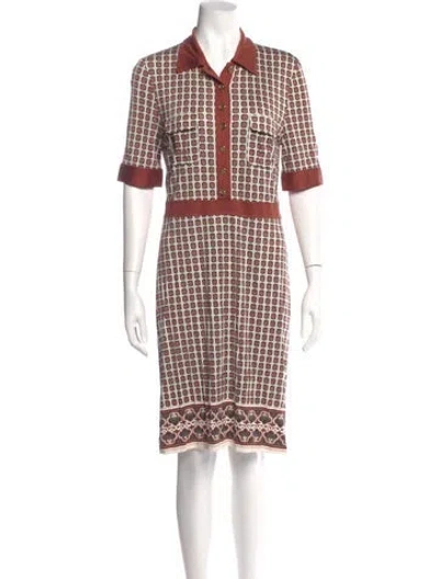 Pre-owned Tory Burch Silk Knee-length Dress In Brown