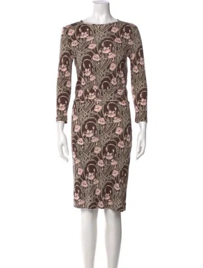Pre-owned Tory Burch Silk Knee-length Dress In Brown