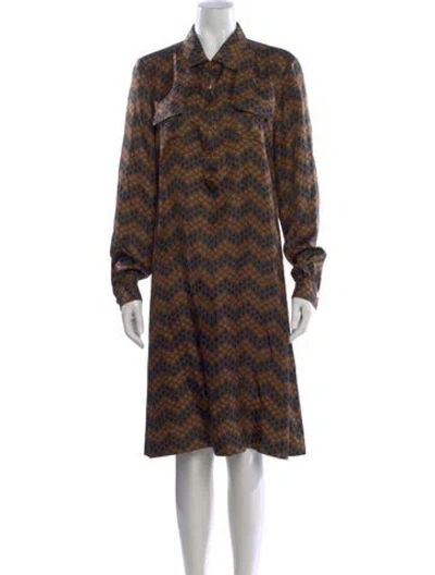 Pre-owned Tory Burch Silk Knee-length Dress In Brown