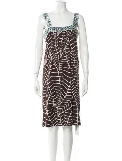 Pre-owned Tory Burch Silk Knee-length Dress In Brown