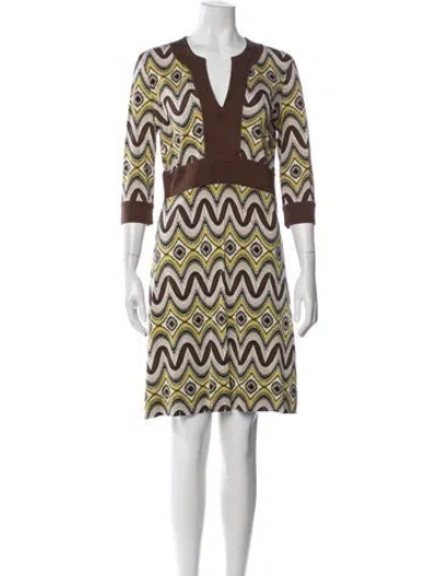 Pre-owned Tory Burch Silk Knee-length Dress In Brown