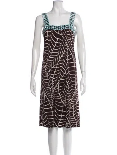 Pre-owned Tory Burch Silk Knee-length Dress In Brown
