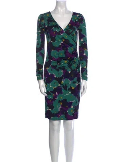 Pre-owned Tory Burch Silk Knee-length Dress In Green