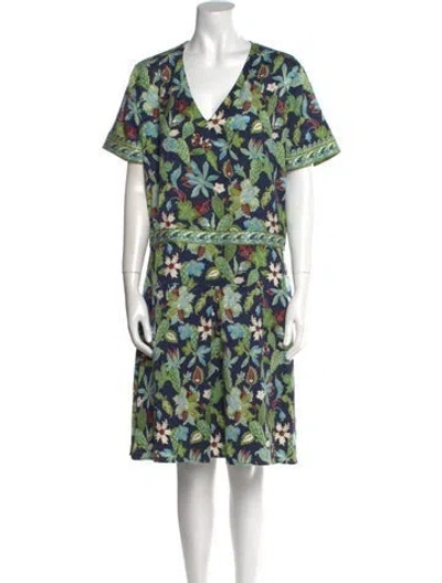 Pre-owned Tory Burch Silk Knee-length Dress In Green