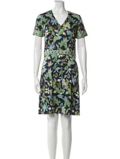 Pre-owned Tory Burch Silk Knee-length Dress In Green