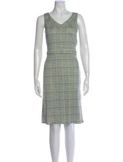 Pre-owned Tory Burch Silk Knee-length Dress In Green