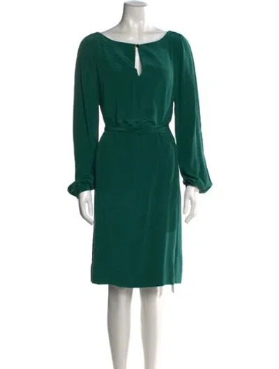 Pre-owned Tory Burch Silk Knee-length Dress In Green