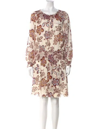 Pre-owned Tory Burch Silk Knee-length Dress In Neutral