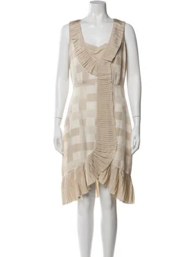 Pre-owned Tory Burch Silk Knee-length Dress In Neutral