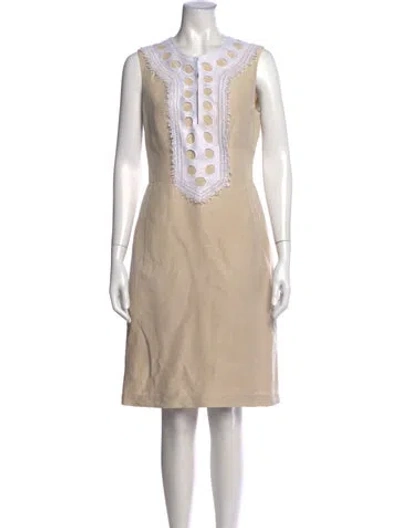 Pre-owned Tory Burch Silk Knee-length Dress In Neutral