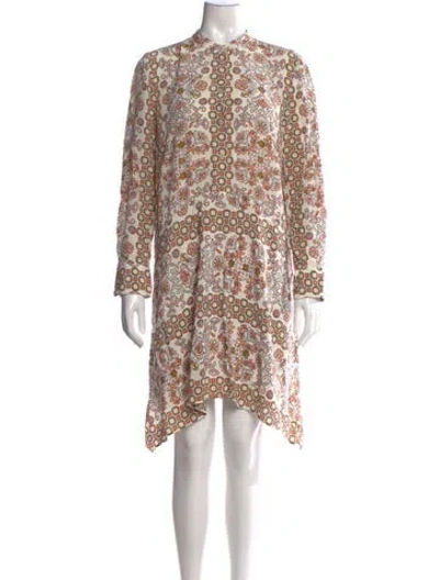 Pre-owned Tory Burch Silk Knee-length Dress In Neutrals