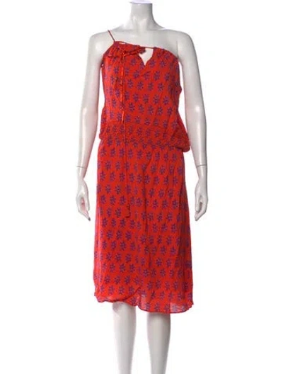 Pre-owned Tory Burch Silk Knee-length Dress In Orange