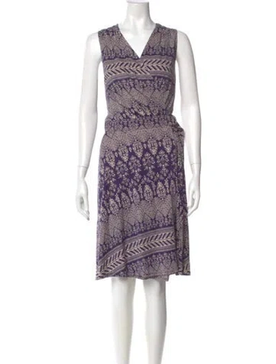 Pre-owned Tory Burch Silk Knee-length Dress In Purple