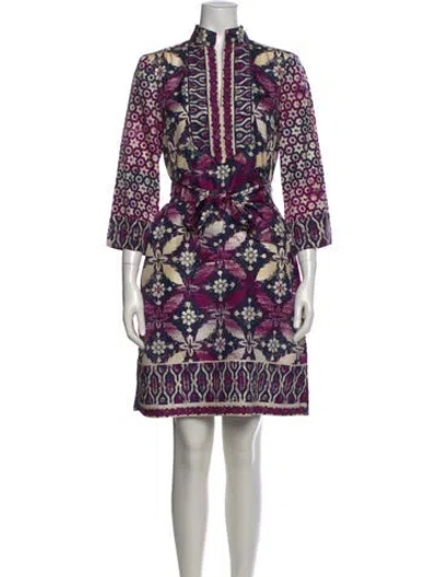 Pre-owned Tory Burch Silk Knee-length Dress In Purple