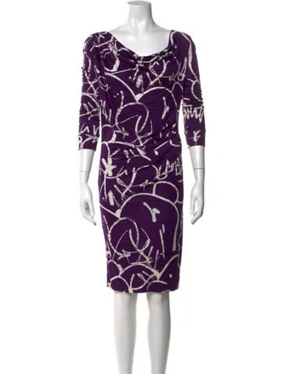 Pre-owned Tory Burch Silk Knee-length Dress In Purple