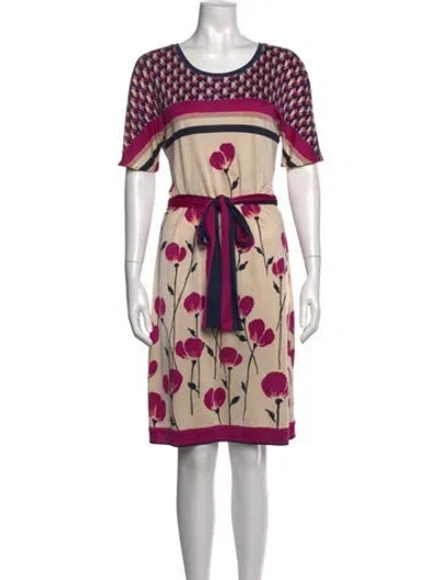 Pre-owned Tory Burch Silk Knee-length Dress In Purple