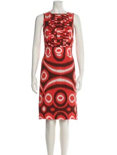 Pre-owned Tory Burch Silk Knee-length Dress In Red