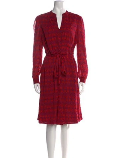 Pre-owned Tory Burch Silk Knee-length Dress In Red