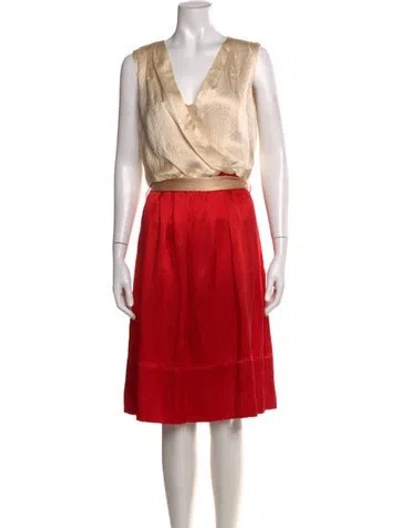Pre-owned Tory Burch Silk Knee-length Dress In Red