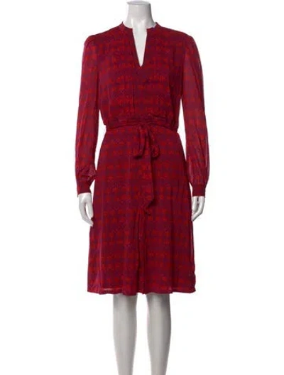 Pre-owned Tory Burch Silk Knee-length Dress In Red