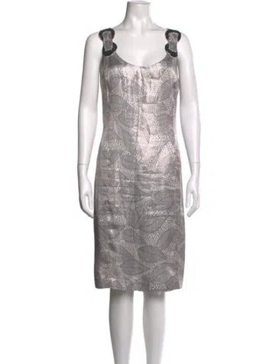 Pre-owned Tory Burch Silk Knee-length Dress In Silver