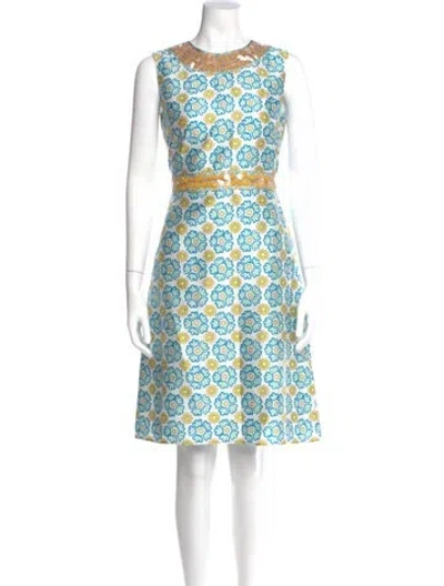 Pre-owned Tory Burch Silk Knee-length Dress W/ Tags In Blue