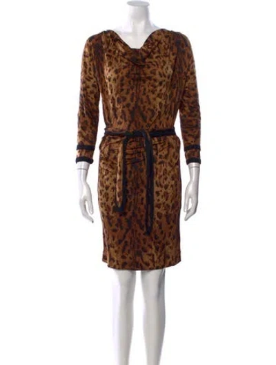 Pre-owned Tory Burch Silk Knee-length Dress W/ Tags In Brown