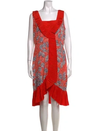 Pre-owned Tory Burch Silk Knee-length Dress W/ Tags In Red