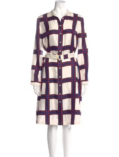 Pre-owned Tory Burch Silk Knee-length Dress In White